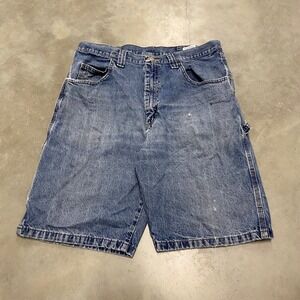 Wrangler Carpenter Jeans Shorts Mens 34 Blue Denim Utility Pocket Workwear